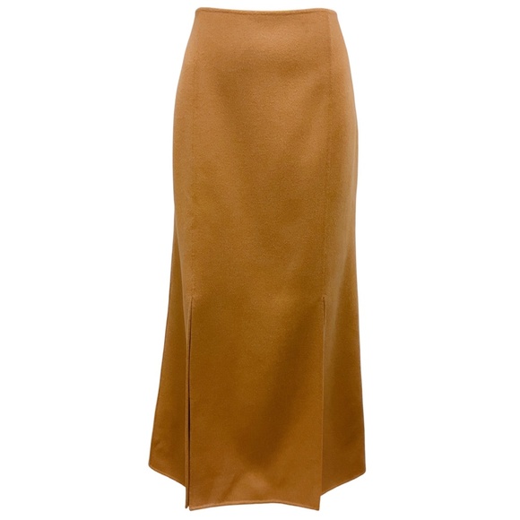 ANINE BING CAMEL LYN WOOL MIDI SKIRT - Picture 1 of 6